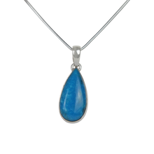 Load image into Gallery viewer, A simple Long Teardrop Shaped Persian Blue Turquoise Set on Sterling Silver Open Back bazel
