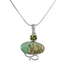 Load image into Gallery viewer, Truly Exquisite Sterling Silver Statement Pendant with a Beautiful and Rare Variscite Crystal as the Main Stone.

