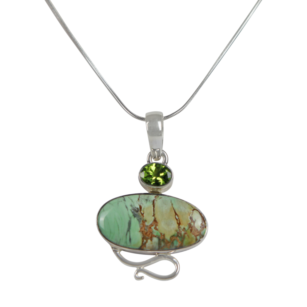 Truly Exquisite Sterling Silver Statement Pendant with a Beautiful and Rare Variscite Crystal as the Main Stone.