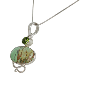 Truly Exquisite Sterling Silver Statement Pendant with a Beautiful and Rare Variscite Crystal as the Main Stone.