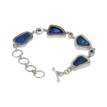 Load image into Gallery viewer, An Exquisite Blue Agate Sterling Silver Bracelet accented with Iolite and White Crystal
