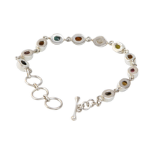 Load image into Gallery viewer, Beautiful multi stone Sterling Silver Bracelet with varied colours of Tourmalines
