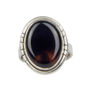 Oval Shaped Very Beautiful Black Spinel Sterling Silver Ring