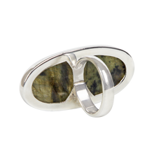 Load image into Gallery viewer, Large Oval Shaped Chunky Labradorite Sterling Silver Ring
