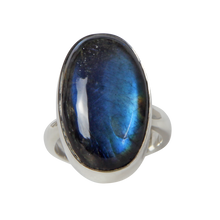 Load image into Gallery viewer, Oval Shaped Chunky Labradorite Sterling Silver Ring
