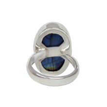 Load image into Gallery viewer, Oval Shaped Chunky Labradorite Sterling Silver Ring
