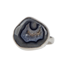 Load image into Gallery viewer, Small Black Agate Sterling Silver Ring
