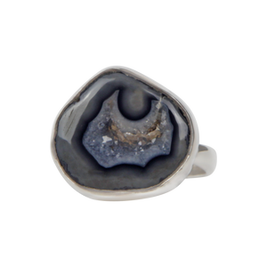 Small Black Agate Sterling Silver Ring