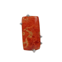 Load image into Gallery viewer, Rectangular Shaped Beautiful Sponge Coral Sterling Silver Ring
