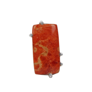 Rectangular Shaped Beautiful Sponge Coral Sterling Silver Ring