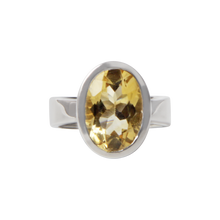 Load image into Gallery viewer, Shiny Faceted Chunky Citrine Solitaire Ring  on a Handmade Split Bazel Setting
