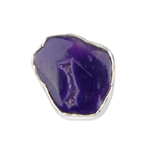 Load image into Gallery viewer, Beautiful Colour of Royal Purple Agate Sterling silver Statement Ring
