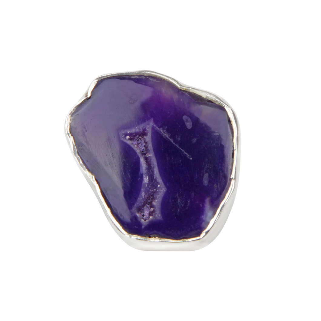 Beautiful Colour of Royal Purple Agate Sterling silver Statement Ring