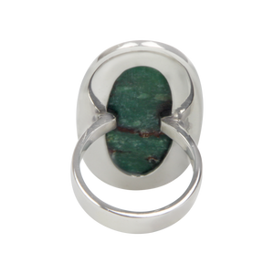 Long Oval Shaped Chrysoprase Sterling Silver Ring