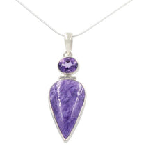 Load image into Gallery viewer, Chaorite and Amethyst sterling Silver Statement Pendant
