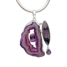 Load image into Gallery viewer, Purple Agate and Banded Amethyst Statement Pendant
