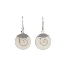 Load image into Gallery viewer, Elegant shell and coral dangle earrings clasped in sterling silver
