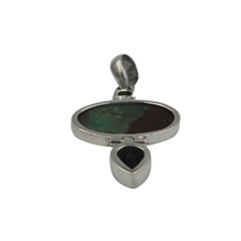 Load image into Gallery viewer, Oval-Shaped Serpentine Handcrafted Statement Pendant Accent with a Faceted Smoky Quartz
