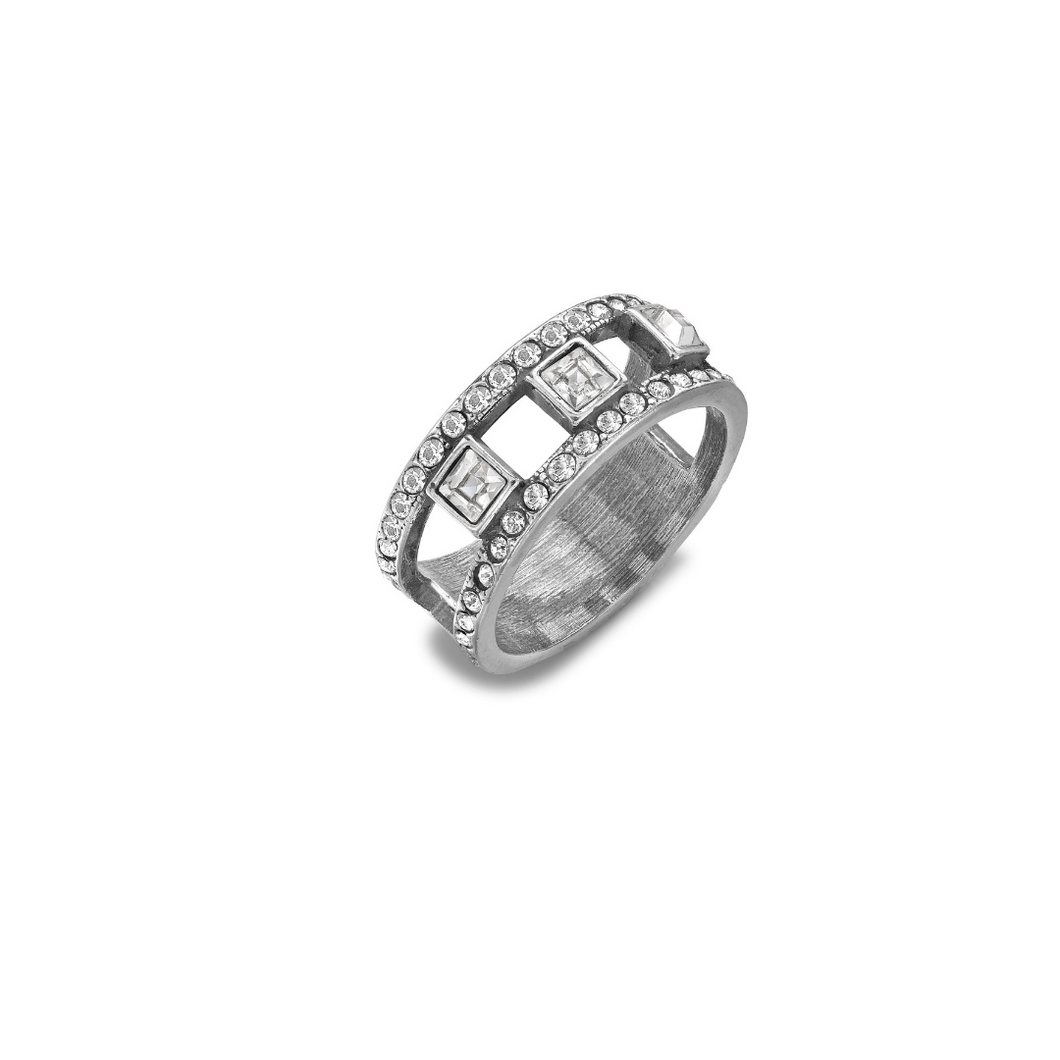 Timeless Classic Art Deco Square Crystal Ring