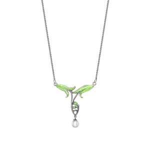 Timeless Classic Art Nouveau Green Enamelled Champleve Necklace