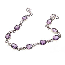 Load image into Gallery viewer, Oval Cut Faceted Gemstone Classic Sterling Silver Bracelet
