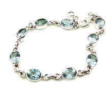 Load image into Gallery viewer, Blue Topaz Oval Gemstone Classic Sterling Silver Bracelet
