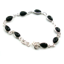 Load image into Gallery viewer, Teardrop shaped Cabochon Gemstone Classic Sterling Silver Bracelet
