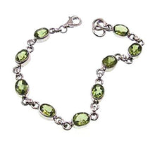 Load image into Gallery viewer, Peridot Oval Gemstone Classic Sterling Silver Bracelet
