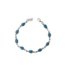 Load image into Gallery viewer, Teardrop shaped Cabochon Gemstone Classic Sterling Silver Bracelet
