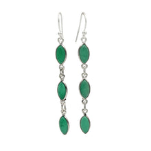 Load image into Gallery viewer, Handcrafted sequential drop earring with falling 6 Green Onyx
