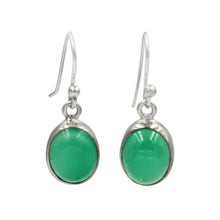 Load image into Gallery viewer, Handcrafted  drop earring with ovel shaped Green Onyx
