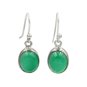 Handcrafted  drop earring with ovel shaped Green Onyx