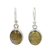 Load image into Gallery viewer, Handcrafted  drop earring with ovel shaped gemstone
