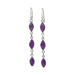 Handcrafted sequential drop earring with falling 6 gemstones