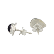 Load image into Gallery viewer, Sterling Silver Setting of Teardrop Gem-set Stud Earrings with Silver Surround for Your Daily Wear
