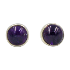 Small Round Simple Amethyst Stud Earring