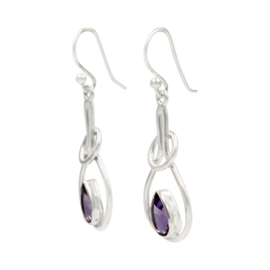 Sterling silver tear-drop earring within interlocked rings