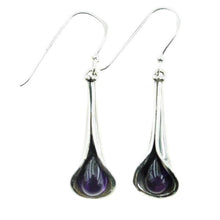 Load image into Gallery viewer, Botanical-inspired silver pod Earring with Amethyst or Turquoise
