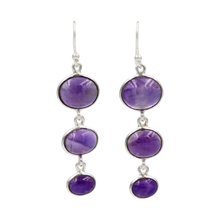 Load image into Gallery viewer, Handcrafted sequential drop earring with falling oval shaped gemstones

