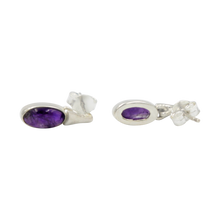 Load image into Gallery viewer, Drop Earrings Amethyst with a Silver Stud Fitting
