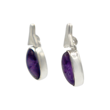 Load image into Gallery viewer, Drop Earrings amethyst with a Silver Stud Fitting
