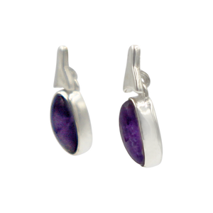 Drop Earrings amethyst with a Silver Stud Fitting
