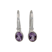 Load image into Gallery viewer, Simple drop earrings with multifaceted amethyst
