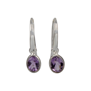 Simple drop earrings with multifaceted amethyst