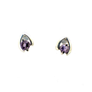 Open Tear Drop Earring with a faceted gemstone