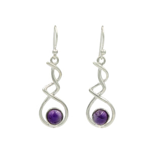 Amethyst Earring with a Triple Infinity Design