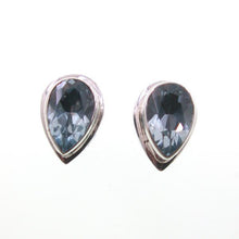 Load image into Gallery viewer, Sterling Silver Blue Topaz Teardrop Gem-set Stud Earrings with Silver Surround for Your Daily Wear
