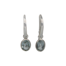 Load image into Gallery viewer, Simple drop earrings with multifaceted blue topaz
