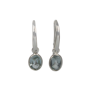 Simple drop earrings with multifaceted blue topaz