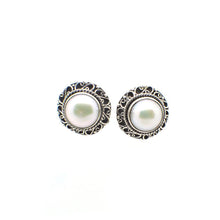 Load image into Gallery viewer, Large beautiful faceted gem or seashell Earrings with intricate Silver Work
